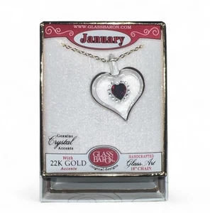 Glasbaron ~ Geburtsstein Swarovski Kristall Herz "Januar" Anhänger & Halskette - Bild 1 von 1
