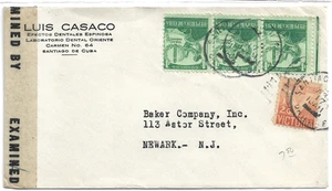 WWII Censor cover from Cuba to Newark, NJ with Period Stamps - Picture 1 of 1