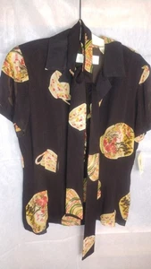 Neu mit Etikett ~ Vintage ~ 1990er ~ Dana Buchman 100 Prozent Seide ~ Größe 4 Small Teetassenkanne Hemd - Bild 1 von 11