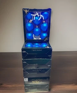 Weihnachten von Krebs 2 1/2" Vintage Glas Ornamente 6 Boxen 48 insgesamt elektrisch blau - Bild 1 von 5