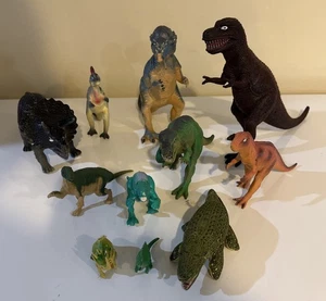Random Lot Of 11 Dinosaur Toys Ranging From 1” To 8” Tall - Picture 1 of 12