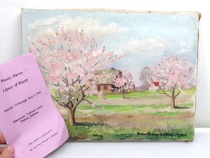 WINNIE HARVEY Ölgemälde Indiana Künstler Muncie 50er Jahre Blüten Bäume Landschaft - Bild 1 von 24