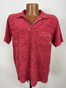 Laguna Terry Cloth Shirt Men Small Pool Beach Leisure Retro Open Collar Polo Red - Imagen 1 de 18