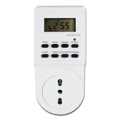 AIGOSTAR PRESA TEMPORIZZATA CON TIMER DIGITALE SETTIMANALE PRESA 16A Max 3680W MISURA L
