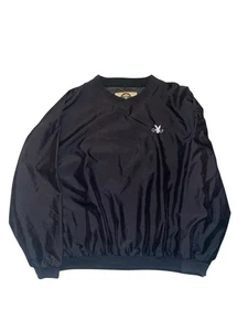 Vintage Playboy Golf Windbreaker Jacket XXL Black North End Pullover - Picture 1 of 6