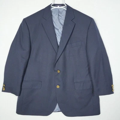 Stafford Blazer 44S Wool Sport Coat Classic Fit Navy Blue Gold Buttons Jacket - image 1 of 4