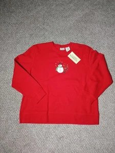 NWT Classic Elements Red Unisex Sweater Pullover Snowman Christmas Holidays XL - Picture 1 of 13