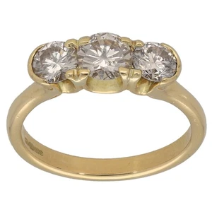 18ct Gold Diamond Ring 4.96g Trilogy Size N 1/2 - Fully Hallmarked - Picture 1 of 6