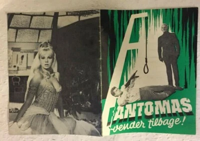 Fantômas se déchaîne Jean Marais Louis de Funès Vtg 1965 Danish Movie Program - Image 1 of 4