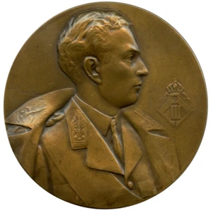 BELGIEN KÖNIG LEOPOLD III SEGELBOOT DURATE BRONZE KUNSTMEDAILLE 70MM 114G - Bild 1 von 4