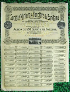 Côte d'Ivoire & Dépt 69 - Bel Encadrement d'une Ste Minière (Mines d'Or) de 1913 - Picture 1 of 1