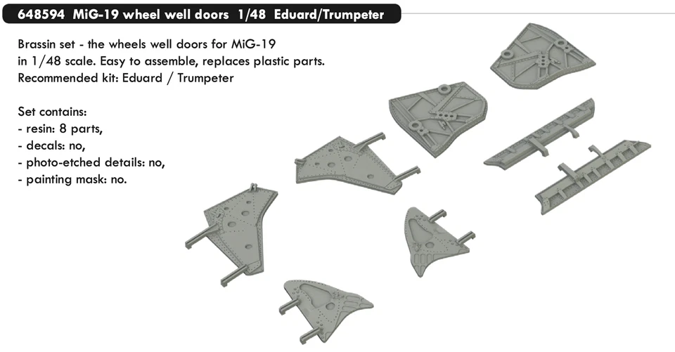 Eduard Accessories 648594 - 1:48 MiG-19 Wheel Well Porte per Eduard/a Tromba - Immagine 1 di 1