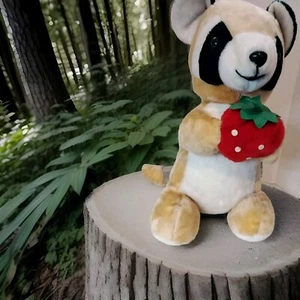 Raccoon Vintage 20" Plush Racoon  Fox w/ strawberry Link&Pan Enterprises Inc - Picture 1 of 13