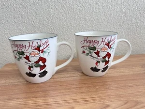 Pfaltzgraff Winterberry Christmas Mugs Porcelain Naughty And Nice Set of 2 20 oz - Picture 1 of 5