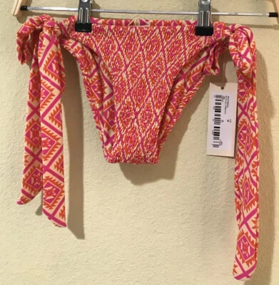 Tori Praver Seafoam Scarf Tie Bikini Swim Bottom Multicolor Sz Small NWT V4 - Image 1 of 4