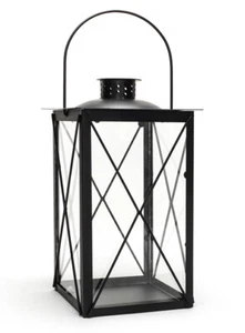 Laterne Windlicht aus Metall in schwarz Gartenlaterne Tischlaterne Dekoration - Bild 1 von 2