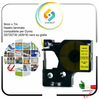 ACOLORISTORE Etichette adesive per cavi nastro dymo D1 40918 Labermanager 160 280 9mm x 7 m
