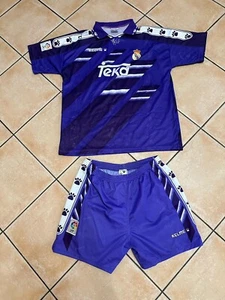 Completo Maglia + Panta Viola Real Rara Originale Vintage Real Madrid Kelme Teka - Foto 1 di 23