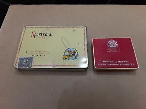 Tobacco Tins Sportsman Benson And Hedges 2 Pc Vintage Metal Advertising Tins