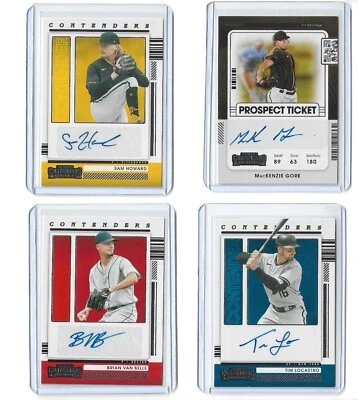 2021 Panini Contenders 5 Auto Lot – Gore, Downs, Howard, Van Belle, Locastro - Image 1 of 3