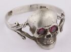 Bague crâne et os sourire viking argent sterling 925 Seconde Guerre mondiale squelette gothique