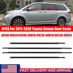 For Toyota SIENNA 2011-20 4Pc Rubber outside door body side molding chrome trim# - Picture 1 of 6