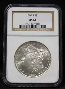 1880S MORGAN SILVER DOLLAR NGC MS64 - Picture 1 of 5