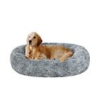 Oval Calming Donut Cuddler Dog Bed,Shag Faux Fur Cat Bed Washable Round