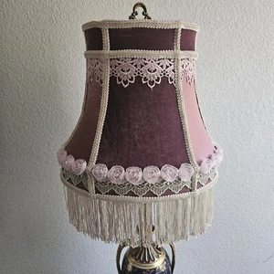 Victorian Lamp Shade Dusty Rose With Fringe - Picture 1 of 2