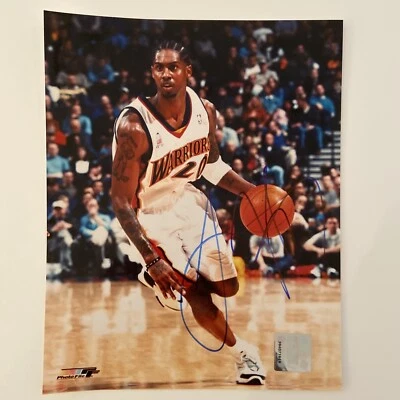 Foto de baloncesto firmada por Larry Hughes de los Golden State Warriors 8x10 con certificado de autenticidad Foto 1 de 3