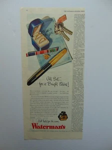 WATERMAN'S PEN 1945 anuncio de impresión artística - Imagen 1 de 1