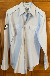 USAF Air Force Uniform Long Sleeve Dress Shirt Blue 1550 Men's Size 15.5 34 - Picture 1 of 3