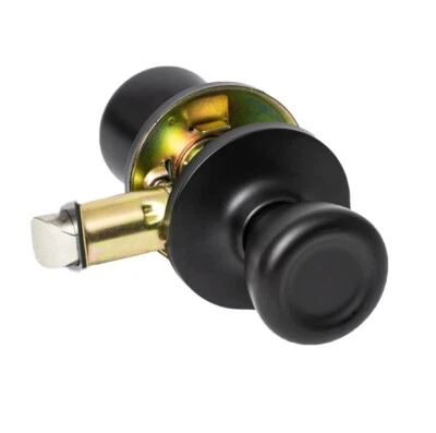 Manija clásica de perilla de puerta de armario de pasillo negra mate con placa de golpe SIN PLACA FRONTAL Foto 1 de 2