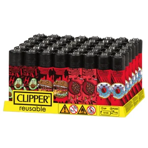 48 Accendini CLIPPER LARGE DIABOLIC FRUITS NUOVA COLLEZIONE Con Espositore - Foto 1 di 2