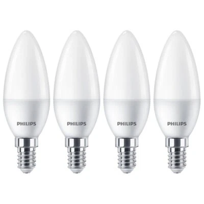 4 Pack of Philips 4.9W = 40W SES E14 LED Opal Candle Warm White 2700K - Image 1 of 3