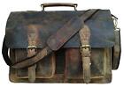 New Men's Buffalo Leather Messenger Satchel Brown Briefcase Laptop Shoulder Bag
