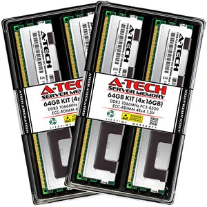 64GB 4x 16GB PC3-8500R RDIMM Supermicro 6027TR-D70FRF 6027TR-H70RF+ Memory RAM - Picture 1 of 3
