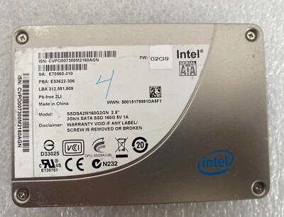 Intel 160GB SATA 3Gb/s SSDSA2M160G2GN 2.5" Solid State Drive - Image 1 of 2