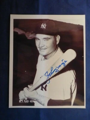 Johnny Mize Signed 8 x 10 Black and White Photo with COA - Image 1 of 2