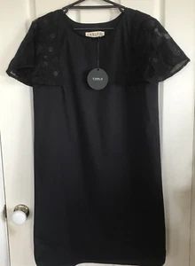 Cable Melbourne Womens Maya Flounce Dress Size XS Black Lace Cap Sleeves New Tag - Picture 1 of 13
