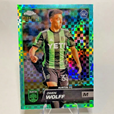 Owen Wolff 2023 Topps Chrome MLS Aqua X-Fractor 021/125 #33 Rookie RC - Image 1 of 4