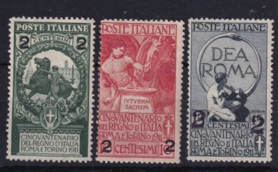 1913 Italy Jubilee of the Kingdom surcharges set of 3 MH SG#93-95 - Image 1 of 3