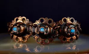 Bracciale rame bronzo perle di vetro turchese - magico e particolare - Foto 1 di 12