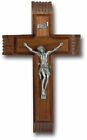 10" Walnut Wood Sick Call Crucifix, Pewter Corpus Christi