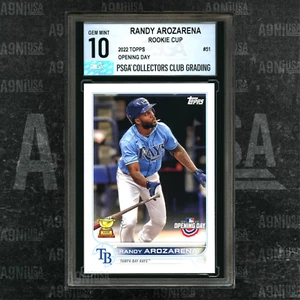 2022 Topps Opening Day #51 Randy Arozarena Rookie Cup Rays PSGA 10 GEM MINT - Picture 1 of 3