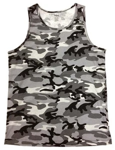 NW MEN'S GREY CITY CAMO PLAIN TANK TOP CAMOUFLAGE PREMIUM COTTON PRO-5 - Picture 1 of 2