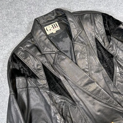 Chaqueta De Colección G-III Cuero Moda Mujer Grande Negra Recortada Años 80 Motociclista Foto 1 de 4