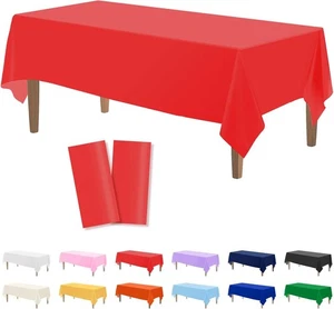 Kopokita 2PCS Red Plastic Tablecloths 54 x 108 Inch, Rectangle (2 Pack),  - Picture 1 of 6