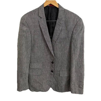 John Varvatos Sport Coat Mens 42R Gray Linen Blend Blazer Jacket Pinstriped - Image 1 of 4