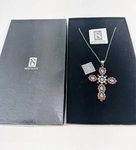 Nicky Butler Granat Mondstein Sterlingsilber großes Kreuz Halskette Anhänger - Bild 1 von 8